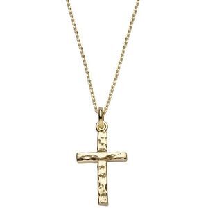 Gold over 925 Sterling  Hammered Cross Necklace